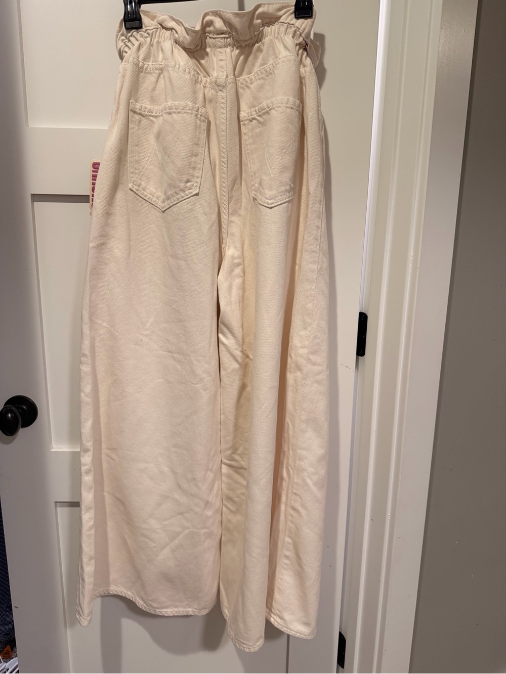 MOTHER Snacks-NWT-Neutral Cream Paperbag Waist Wide-Leg pants - Picture 4 of 9